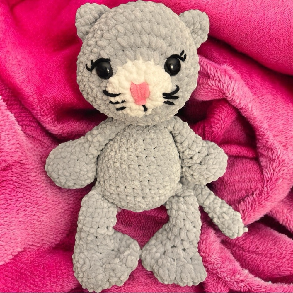 Gray Stuffed Animal Cat Toy